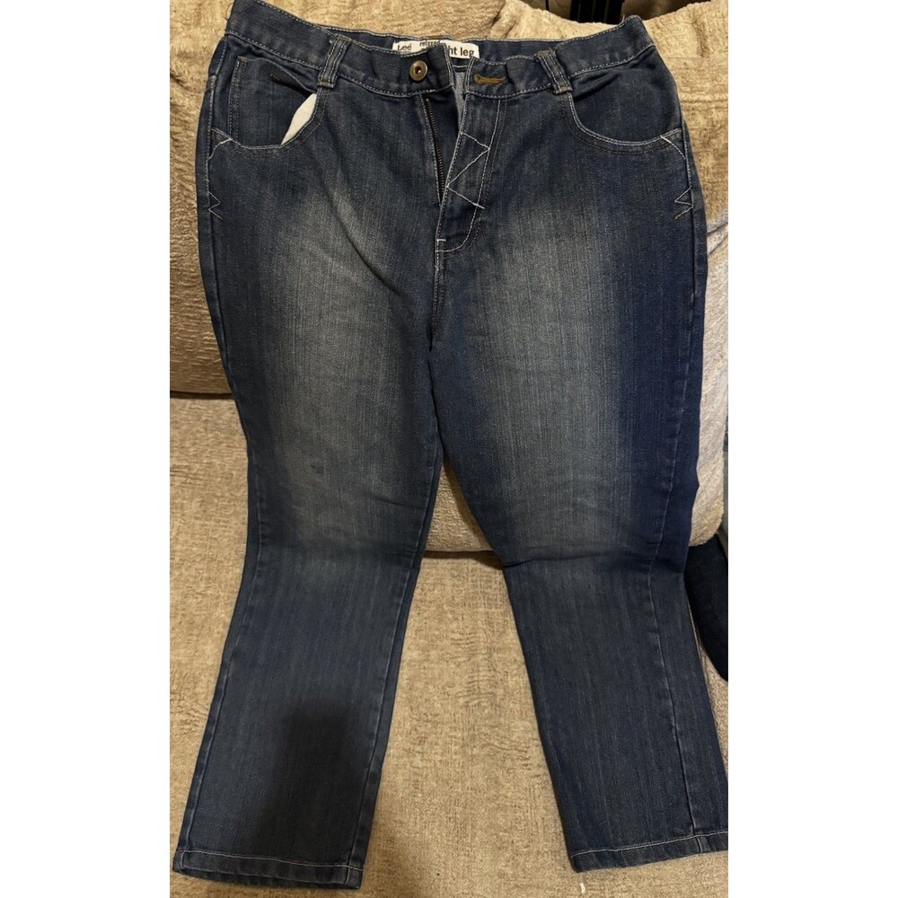 Lee Dungarees Relaxed Straight 18 Husky Adjustable waist Medium blue wash